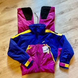 The North Vertical Face Vintage SnowPants  Retro Jumpsuit  Size Medium